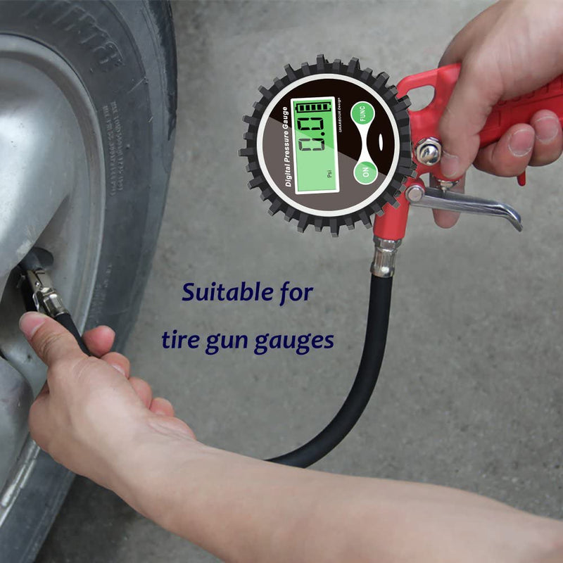 [Australia - AusPower] - Digital Air Pressure Gauge, Digital Pressure Gauge with 1/4'' NPT Bottom Connector and Rubber Protector, 5-200psi Digital Tire Pressure Gauge, Accuracy 1% .F.S. Bottom Mount 