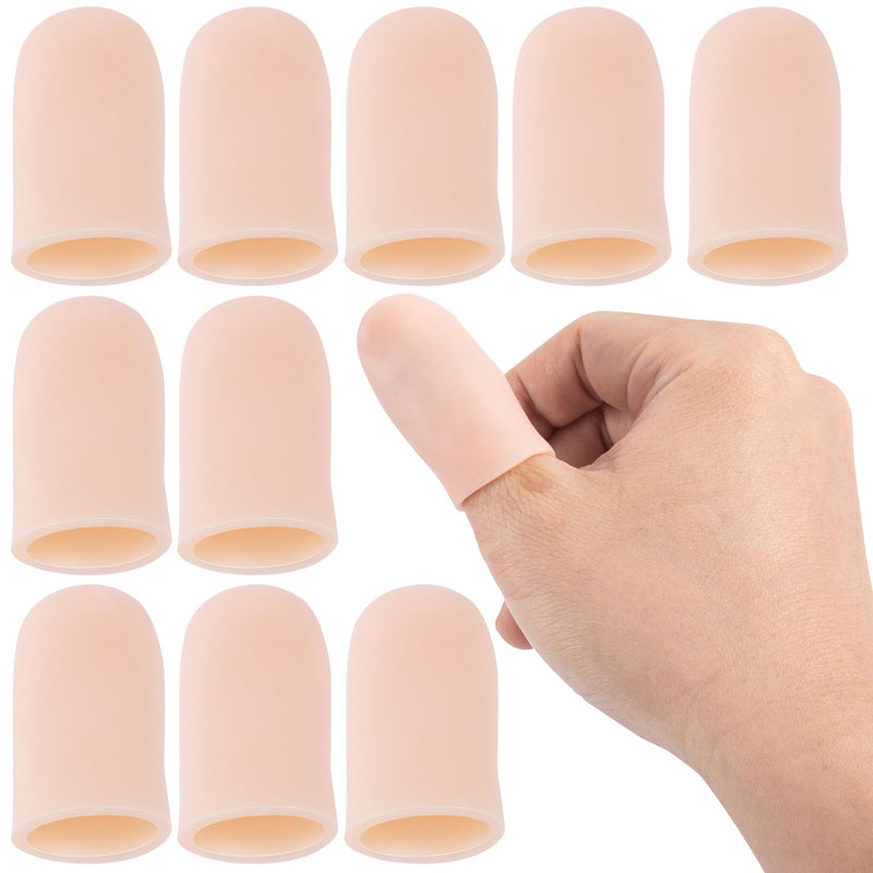 ANCIRS 10pcs Gel Finger Support Protector Caps Gloves, Gel Finger Cots/Covers, Silicone Fingertips for Hands Cracking, Eczema Skin, Trigger Finger Arthritis Pain Relief 10pcs Short