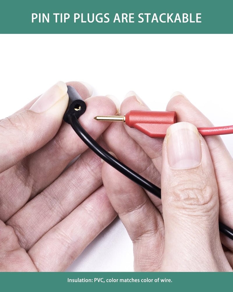 [Australia - AusPower] - BNC Test Leads, BNC (F) to Stackable Pin Tip Plugs, Test Lead Breakout Cable for Multimeter Female Plug 
