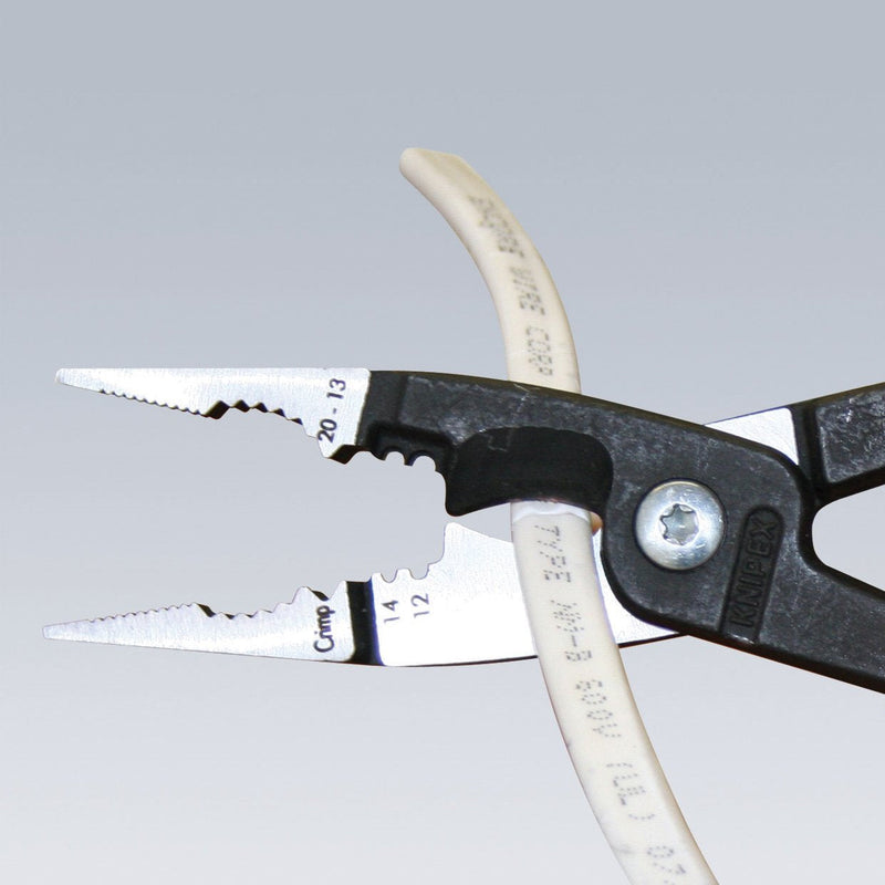 KNIPEX Tools 13 81 8, 6 in 1 Electrical Installation Pliers with Dipped Handle, Red