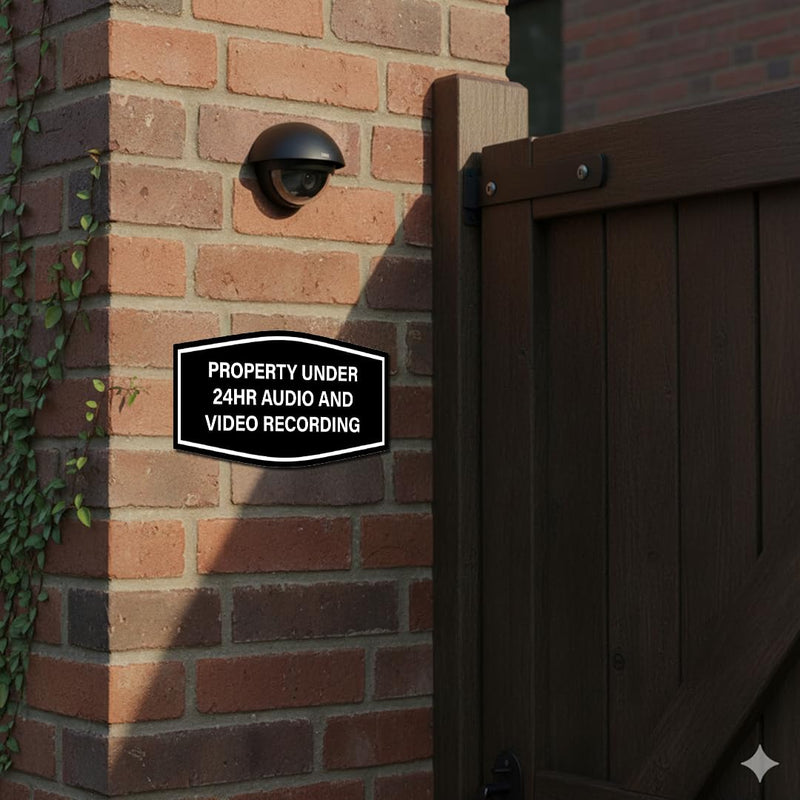 Signs ByLITA Fancy Property Under 24Hr Audio and Video Recording Sign (Black) - Small 5 Pack Small (3" x 6") 5 Pack Black