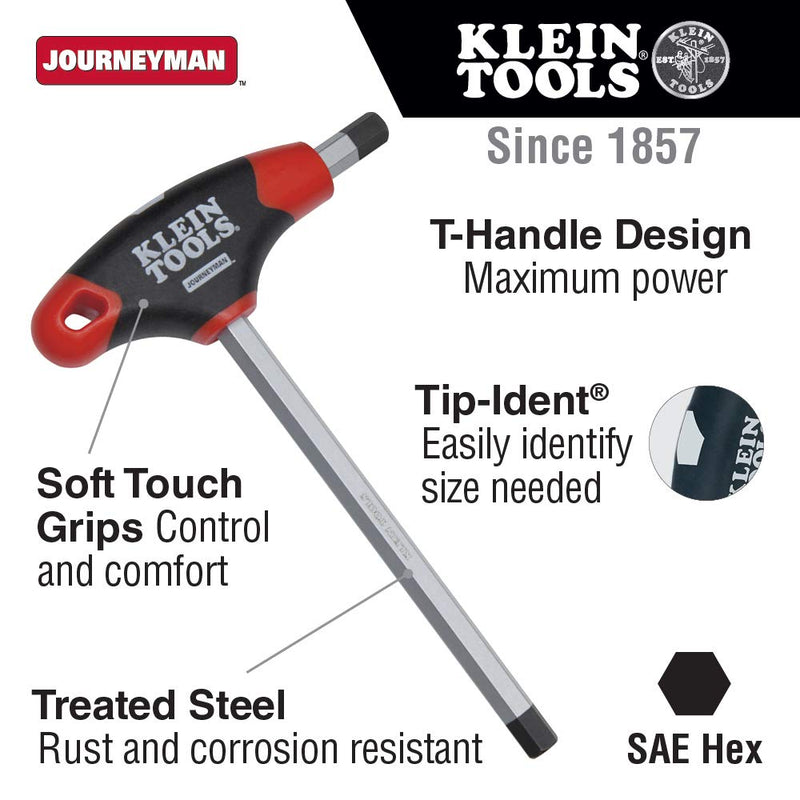 [Australia - AusPower] - Klein Tools JTH6E11 3/16-Inch Hex Key with Journeyman T-Handle, 6-Inch 6-Inch Length 