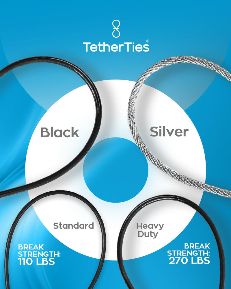 [Australia - AusPower] - Heavy Duty Cable Lock: A Tamper-Resistant, Pre-Assembled Stainless Cable Tether Kit for Computers, Adapters & Dongles - Includes a Free Crimping Tool for Easy Installation (Black, 5 Pack) 5 Pack Heavy Duty TetherTies Black 
