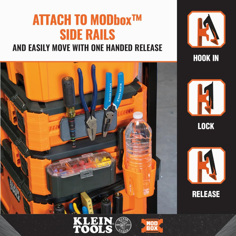 Klein Tools 54817MB MODbox Cup Holder, Anti-Spill Self-Leveling Swivel, Modular Tool Storage System Side Mounting Accessory, Easy One-Handed Attachment One Size (Pack of 3)