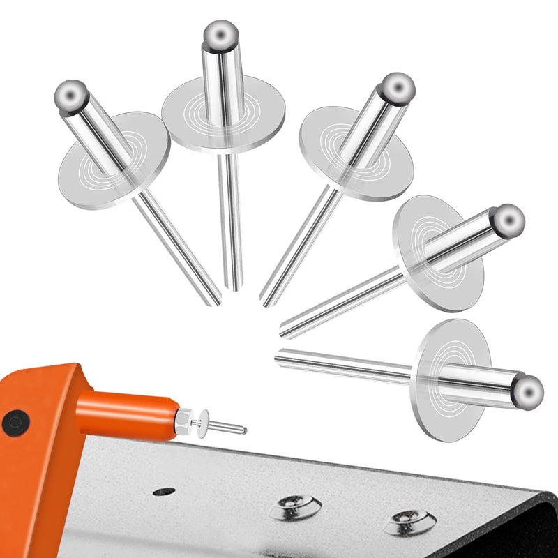[Australia - AusPower] - 100pcs Aluminum Large Flange Blind Rivets, 3/16" x 3/8", Flange Diameter 5/8" (16 mm), Pop Rivets Assortment Kit Blind Rivet by Bolt Dropper, Grip Range(3-6mm) 3/16''x 3/8'' 