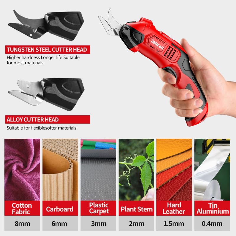 Electric Scissors for Cutting Fabric, Cardboard & Plastic, Sewing Crafting Cardboard Heavy Duty Cordless Shears Cutting Tool with 2 Replacement Blades