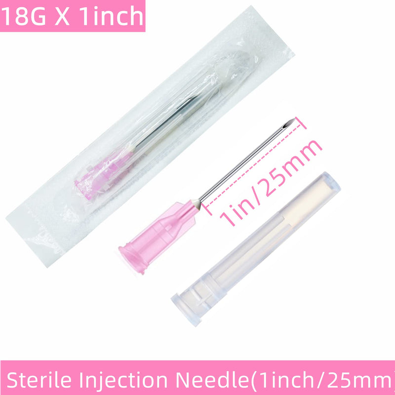 [Australia - AusPower] - 100 Pack 18Ga 1 Inch Sterile Disposable Injection Needle with Cap for Scientific and Industrial Dispensing Needl Accessories 