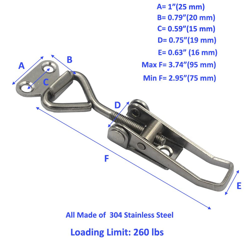 [Australia - AusPower] - 4 packs 304 Stainless Steel Toggle Latch Clamps Loading Limit 260 lbs Fast Lock Hasp with 18 pcs 304 Stainless Steel Install Screws Loading 260 lbs 4 Packs 