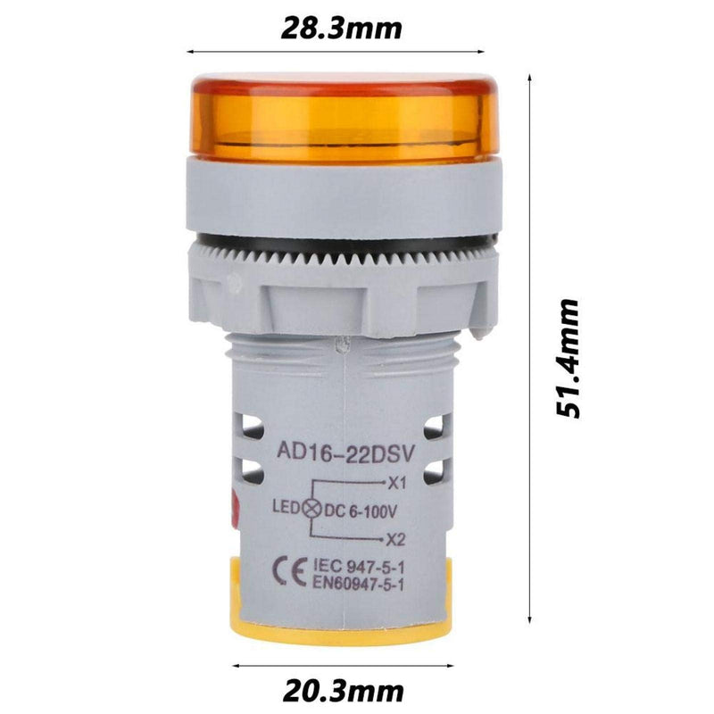 [Australia - AusPower] - Digital Mini LED Display Voltmeter, DC 6-100V LED Voltmeter Signal Light Digital Display DC Voltage Meter Indicator Round Lamp Tester (Yellow) 