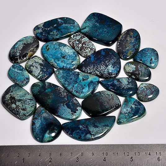Natural 3 Pcs Gemstones Cabochons Lot (15-35 MM) - Multi Shape Stones for Jewelry Making Supplies, Healing Crystals Loose Gemstones Shattuckite
