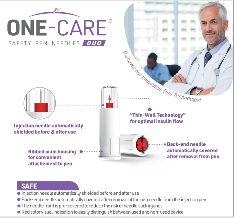 [Australia - AusPower] - ONE-CARE Duo Safety Pen Tips 30G x 3/16’’ (5mm), Dual Shield Protection, Universal Fit, Sterile, 100/bx 30G x 5mm 