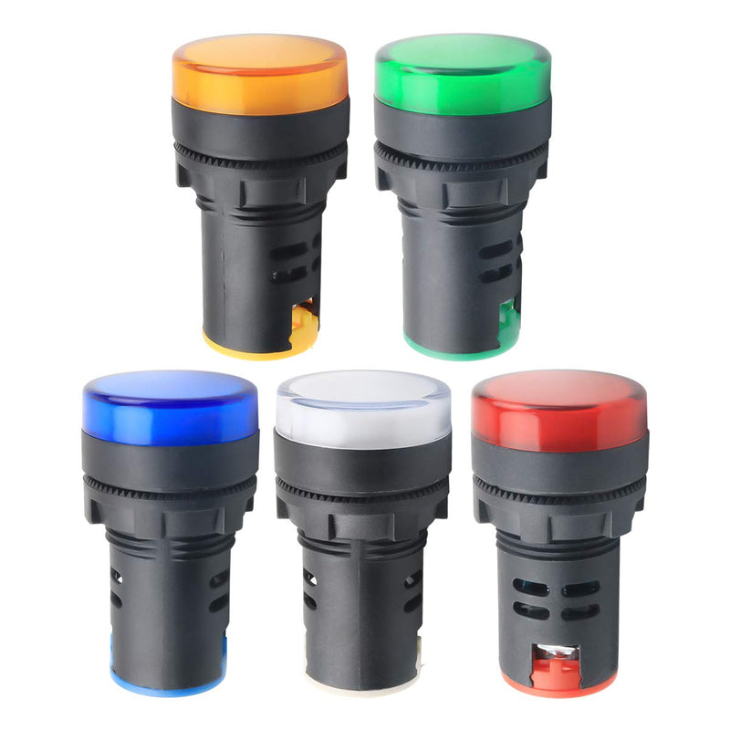 [Australia - AusPower] - 10Pcs Indicator Light AC/DC 24V, 22mm Panel Mount, for Electrical Control Panel, HVAC, DIY Projects Multicolor 
