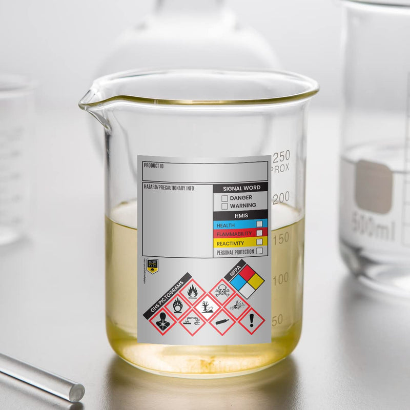 SDS OSHA Data Labels 4 x 3 Inches, 2 Rolls of 250 (500 Total) | GHS Pictogram Stickers with Perforated Edges | HMIS & Hazard Compliant for Chemical Safety & Secondary Containers