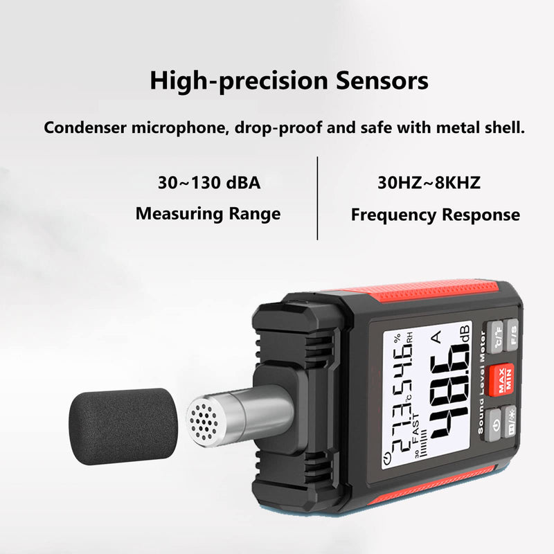 [Australia - AusPower] - Decibel Meter, Intendvision HT602A Sound Level Meter Noise Meter 30-130dBA Portable SPL Meter with A Weighted, Backlight LCD Display, Max/Min, Data Hold, Fast/Slow for Home, Noisy Neighbor, Factory 