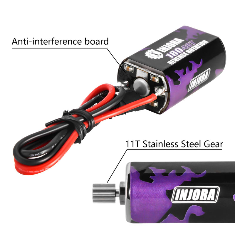 [Australia - AusPower] - INJORA 180 Pro 48T Motor and Transmission Gearbox with Stock Steel Gear for 1/18 TRX4M Upgrade Parts（Black） Black 