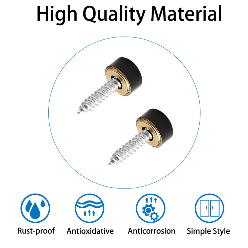 [Australia - AusPower] - INCREWAY Pure Copper Mirror Screws Black 20Sets 10MM Simplicity Mirror Nails Decorative Cap Covers Mirror Screws Caps 