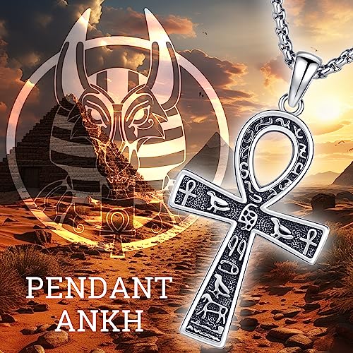 Cremation Jewelry 925 Sterling Silver Urn Necklace for Ashes for Women Men Memorial Pendant for Human Ashes Keepsake Put in Ashes of Loved Ones Cat Pet H-Ankh Cross