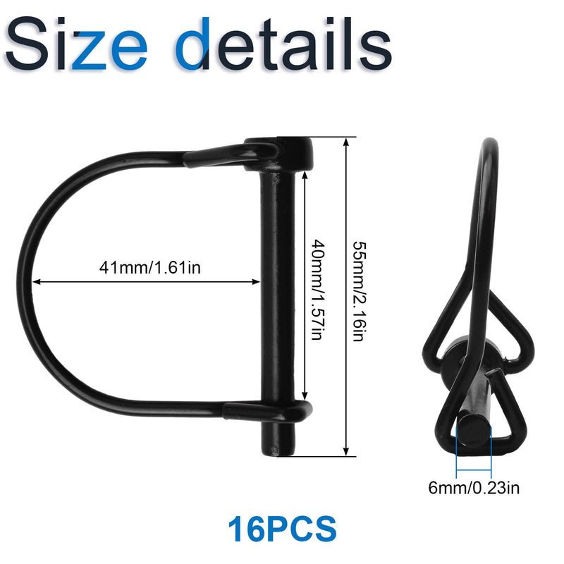 [Australia - AusPower] - 16pcs Wire Lock Pin, 1/4" Heavy Duty Safety Coupler Shaft Locking Pin Hitch Pto Pin for Farm Lawn Garden 16PCS 