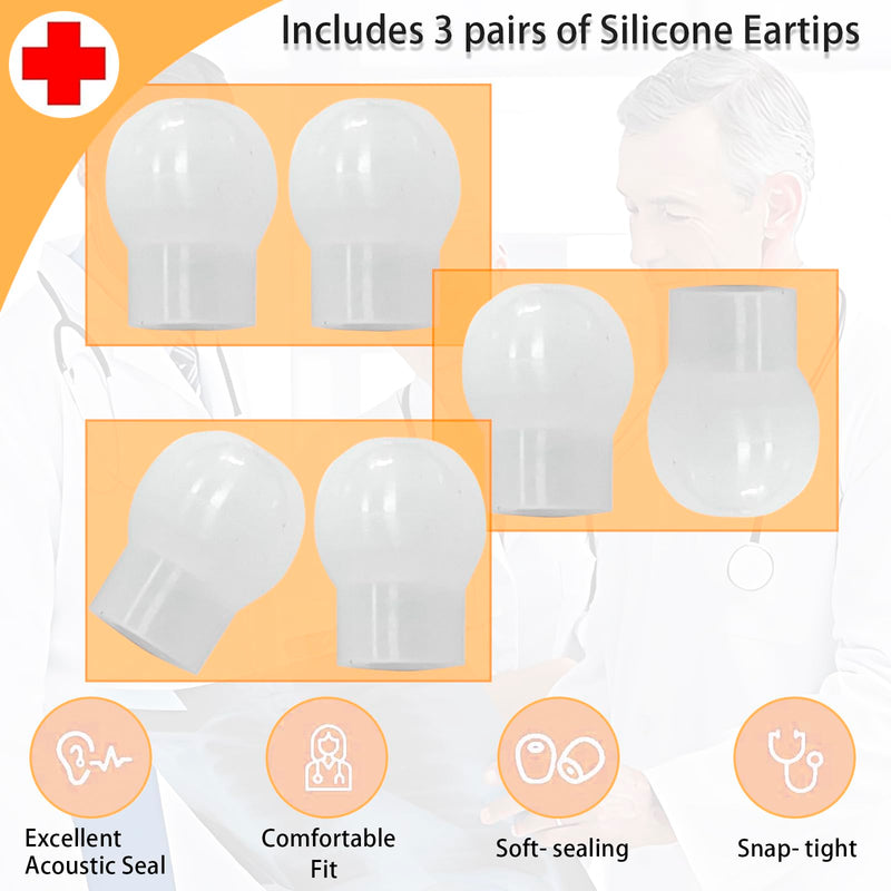 [Australia - AusPower] - 3 Pairs MDF Stethoscope Ear Pieces Earplug Replacement Parts, Pliable Silicone Stethoscope Eartip Earbuds Compress Slightly for Prestige ADC Stethoscope. 