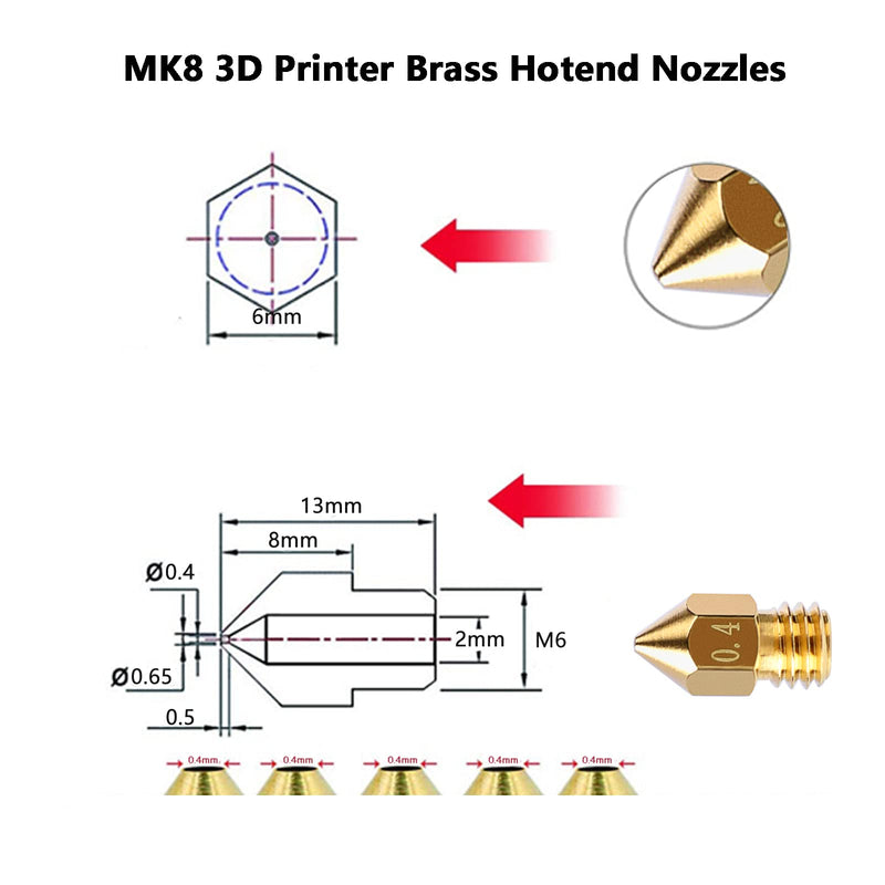 Comgrow 25PCS MK8 Ender 3 V2 Nozzles 0.4MM, 3D Printer Brass Hotend Nozzles with DIY Tools Storage Box for Creality Ender 3/Ender 3 Pro/Ender 3 Max/5 Pro/Ender 3 S1/Ender 3 Neo/CR 10 Series 3D Printer 25