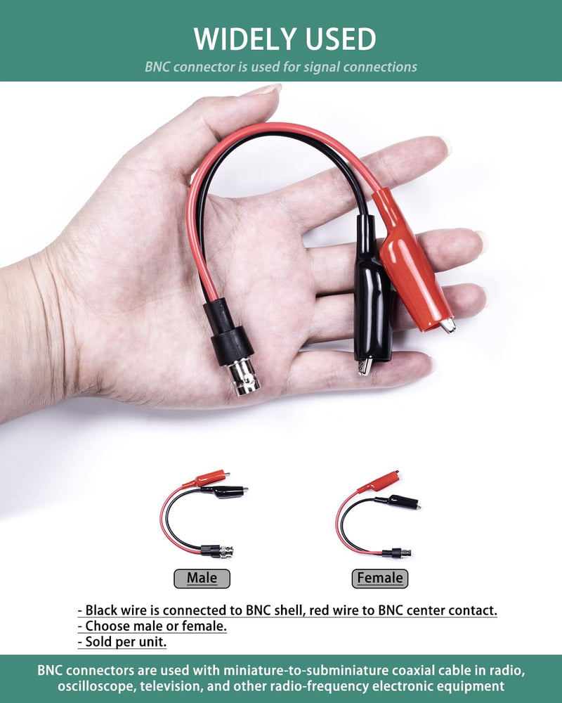 [Australia - AusPower] - BNC Test Leads, BNC (F) to Alligator Clip, Test Lead Breakout Cable for Multimeter, 5A Current Rating, 1 Pack Female Plug 