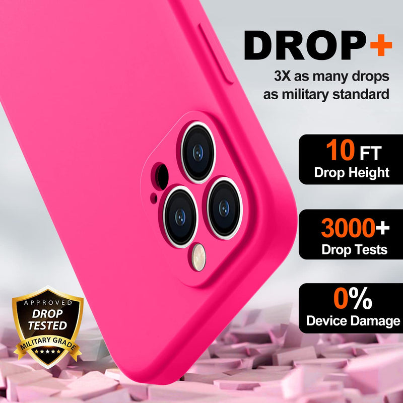 [Australia - AusPower] - BossKiss Compatible with iPhone 14 Pro Max Case 6.7 inch, Premium Liquid Silicone Case [Velvety Touch] [2 Pcs 9H Tempered Glass Screen Protector], Camera All-Round Protection Case, Hot Pink iPhone 14 Pro Max 6.7inch 