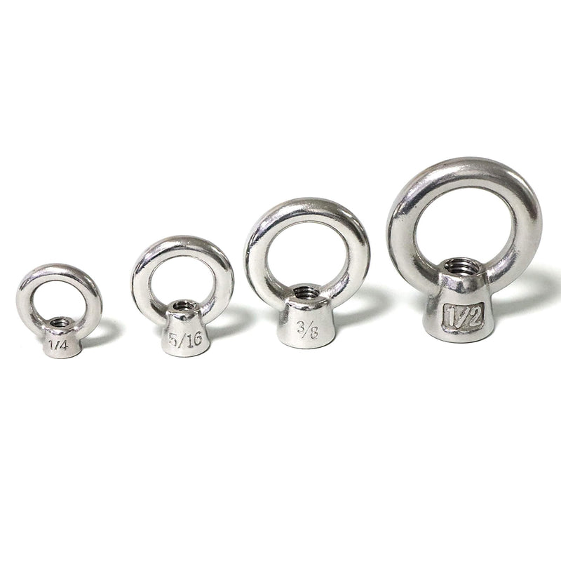 5/16" UNC Marine Grade Lifting Eye Nut, 316 Stainless Steel Threaded Nut Fastener, 4 Packs 5/16"