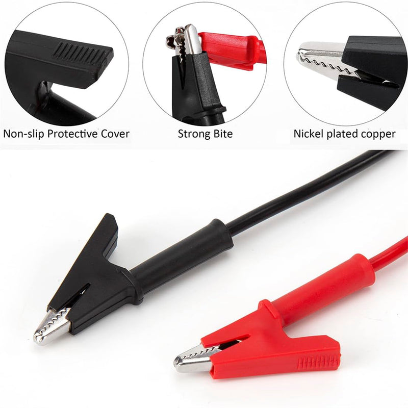 [Australia - AusPower] - Multimeter Alligator clips Test Leads,3Ft 600V/1000V 14 AWG Heavy Duty Banana Plug to Alligator Clips for Multimeter test leads for for Fluke/AstroAI/INNOVA/Klein meter tester, Electrical Testing 2PCS Black-Red 