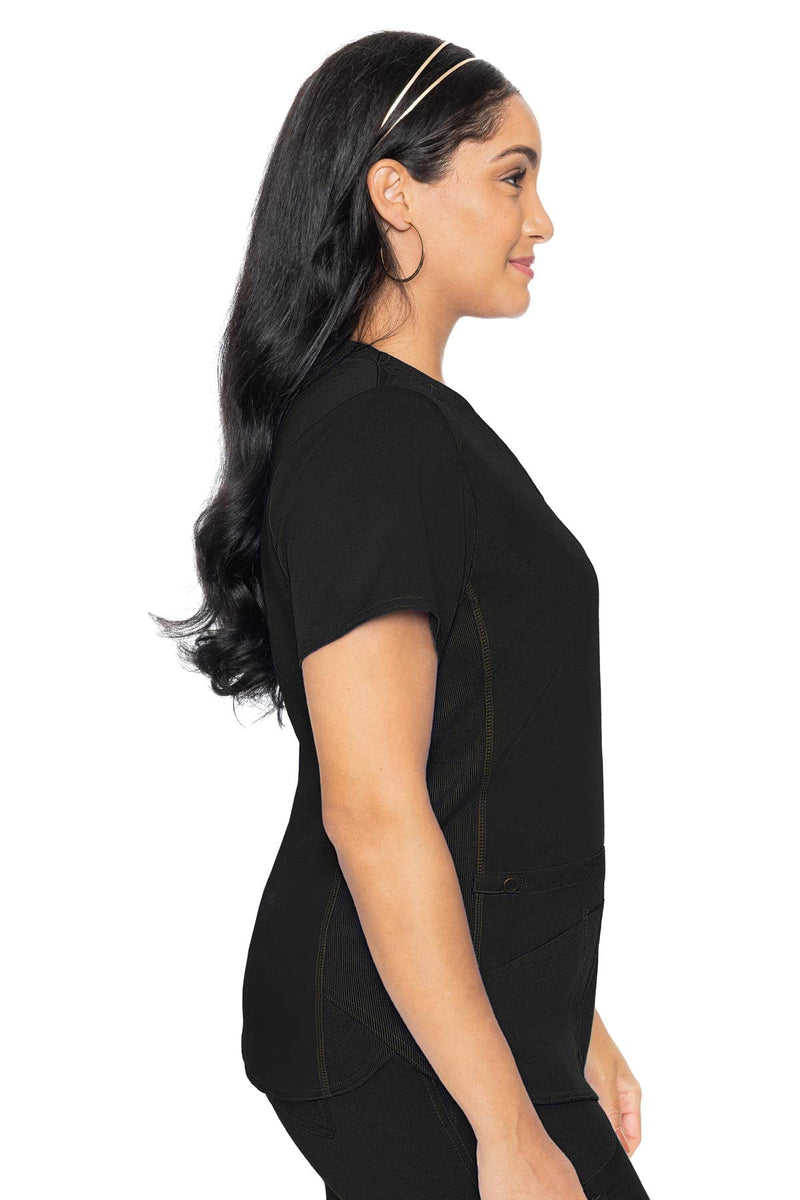 [Australia - AusPower] - Med Couture Touch Women's V-Neck Shirttail Top Large Black 