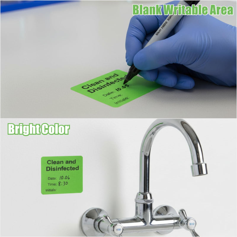 250 PCS Clean and Disinfected Indication Label - 2"x2" Writable Self Adhesive Decal Sign Sticker for Lab, Hotel, House Rental, 1 Roll Clean and Disinfected Label