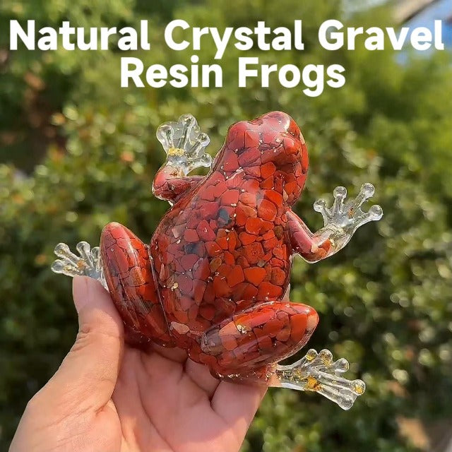 Natural Crystal Gravel Resin Frog Figurines - Healing Zen Decor for Fishbowl, Aquarium & Home, Handmade Frog Statues Collection, Spiritual Gift for Women (Meditation, Feng Shui, Positive Energy) 5.11"*3.93"*1.18" Green Aventurine