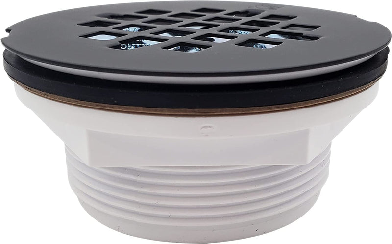 Westbrass A206P-12 2" No-Caulk PVC Compression Shower Drain with 4-1/4" Round Grid Cover, Oil Rubbed Bronze