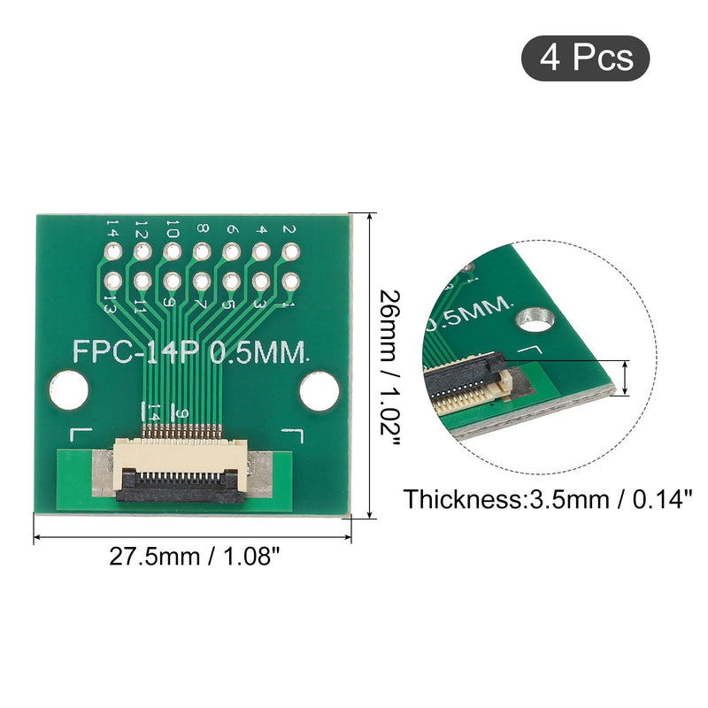 QUARKZMAN FPC FFC PCB Board 14P 0.5 mm on Base Side Back 1.0 mm to DIP 2.54 mm for LCD 3D Printer Camera DVD TV Laptop Pack of 4 14 pin