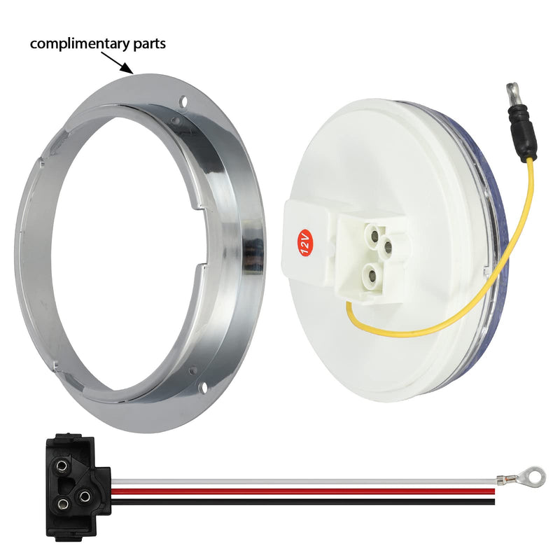 [Australia - AusPower] - Partsam 2Pcs 4 Inch Round Red Stop Turn Tail Lights to Amber Strobe Lights Kit 19 Diodes w/Chrome Bezels and 3-Prong Wire Pigtails, Red/Amber 4 Inch Round Led Trailer Tail Lights and Amber Indicators 