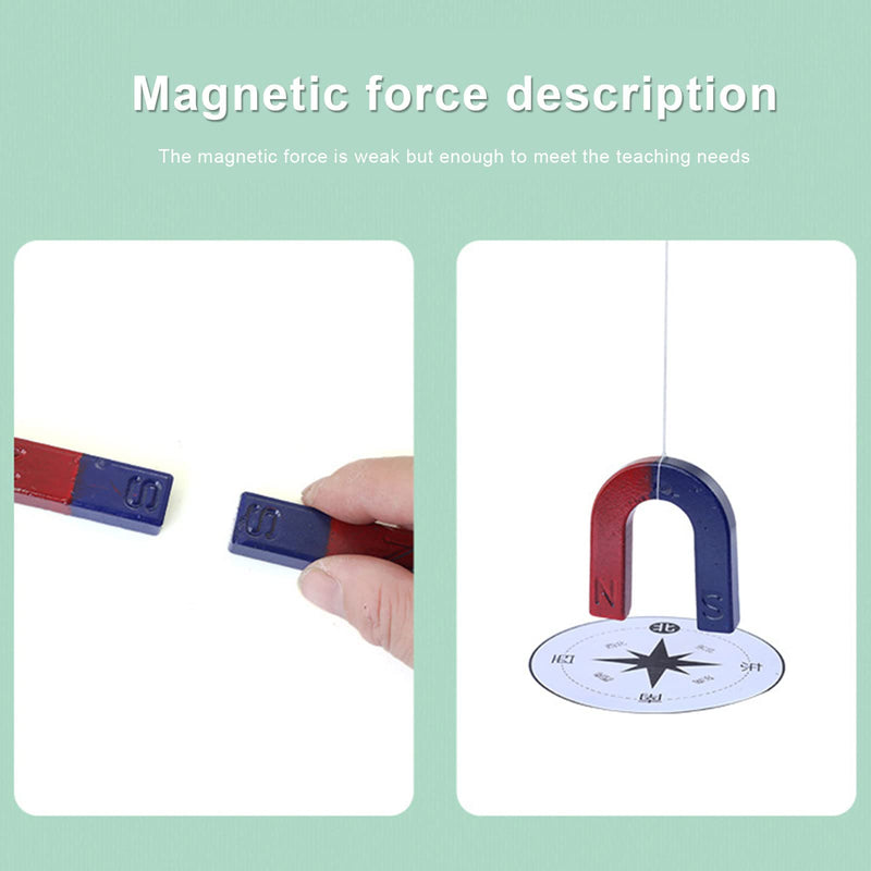 Science Magnet for Kids Magnet Set for Education Science Students Experiment Physics Education Toys Icluding Bar/Ring/Horseshoe/Compass Magnets