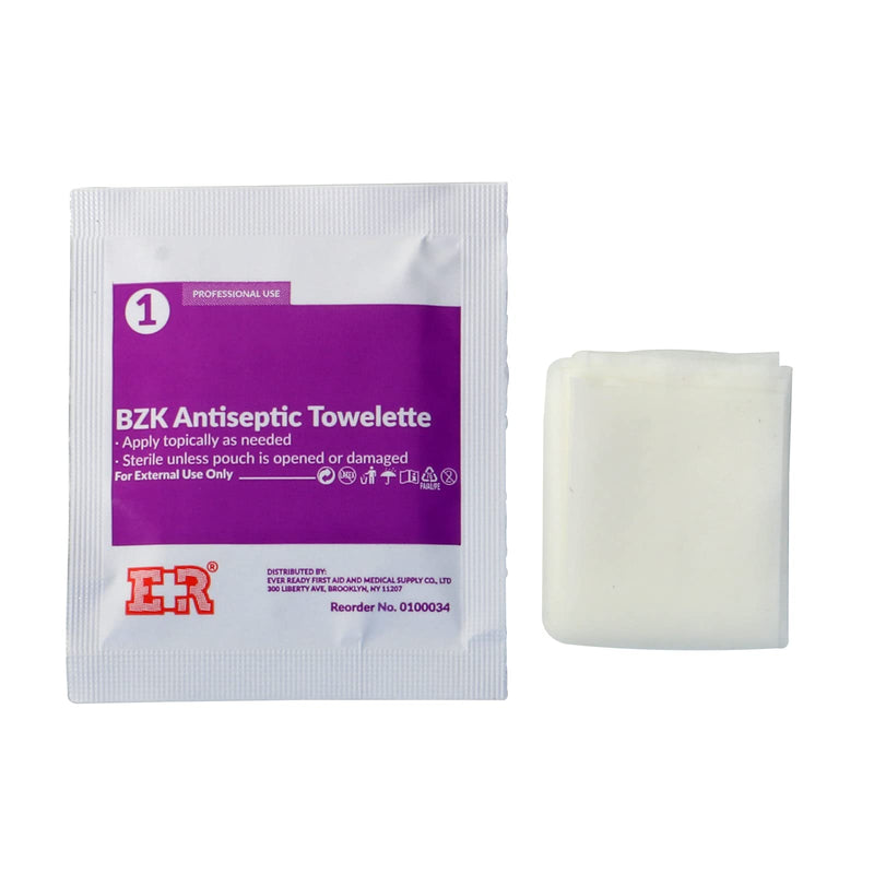 [Australia - AusPower] - Ever Ready First Aid Benzalkonium BZK Wipes, 5x7, 100 Count 100 Count (Pack of 1) 