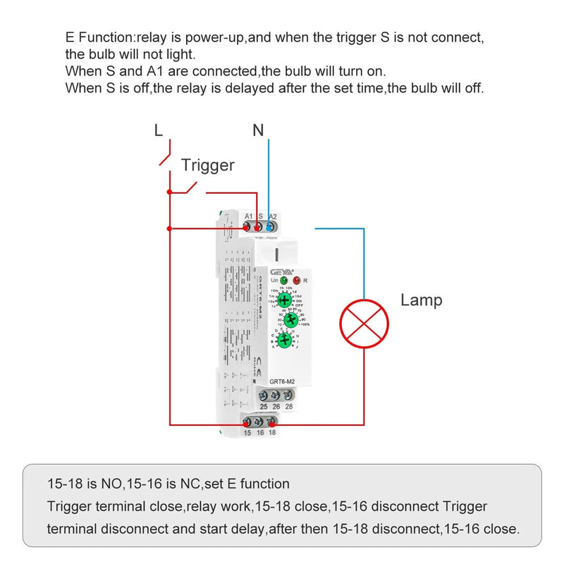 GEYA 10A MultifunctionTimer Relay 10 Funcitons Time Delay Relay 2SPDT DIN Rail 0.1s-10 Days(GRT6-M2,AC/DC24V-240V) AC/DC24V-240V Grt6-m2
