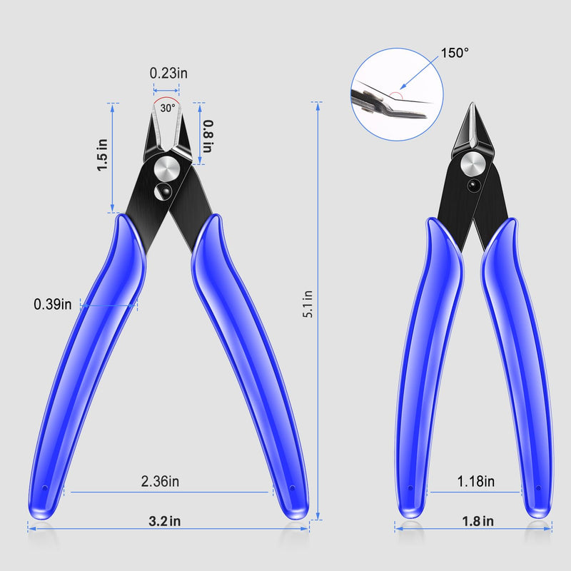 [Australia - AusPower] - NICE-POWER Wire Cutters, 5 Inch Professional Pliers Cutter Electronic Flush Wire Cutter Carbon Steel Cutting Nippers for Electrical Jewelry making,Floral art scissors(Blue) Blue ( 1 Pack ) 