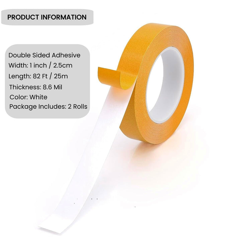 Double Sided Woodworking Tape 1 Inch x 82 Feet (2-Pack), Residue-Free, Removable Strong Double Sided Tape for Woodworking, Double Sided AdhesiveTape for Wood Templates, Edge Banding, Anchoring