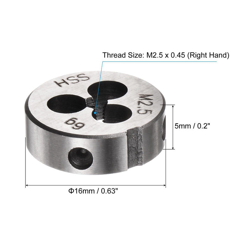 [Australia - AusPower] - QUARKZMAN Round Die Metric M2.5 x 0.45 Thread (Right) High Speed Steel (HSS) Die Repair Tool 