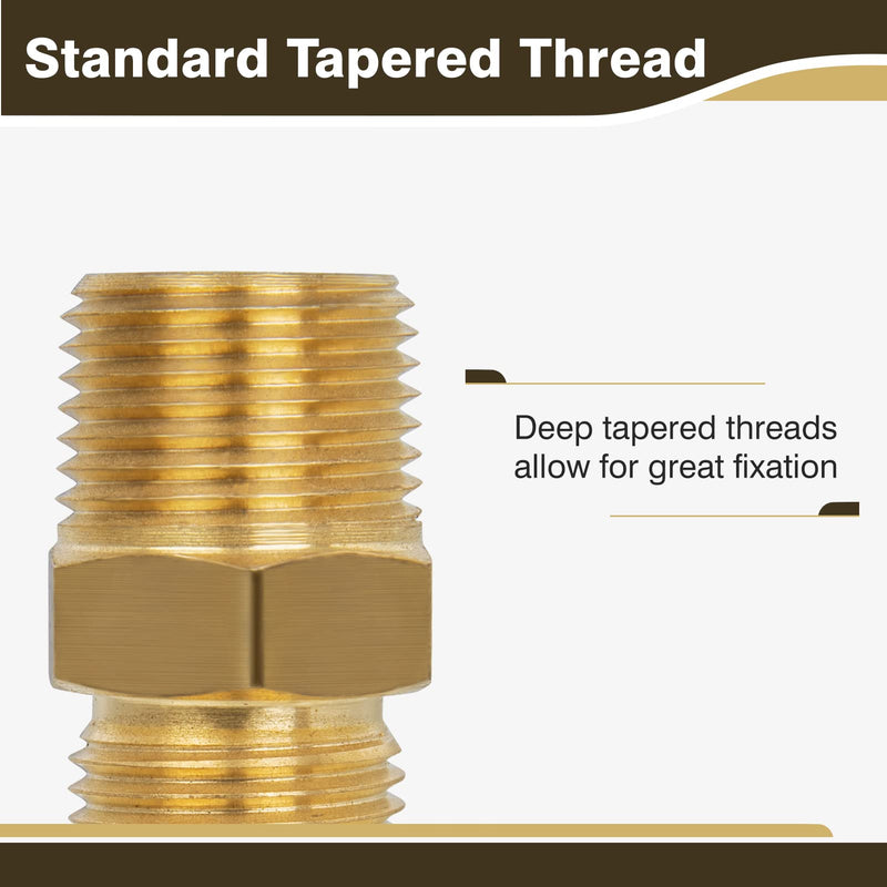 [Australia - AusPower] - JUWO 3/8" Flare x 3/8" NPT Male Brass Tube Fitting for Propane, LP and Natural Gas, Fuel, Half-Union (2-Pack) 3/8" Flare x 3/8" MNPT-2 Pack 