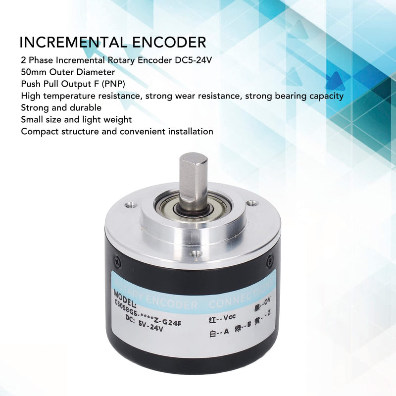 [Australia - AusPower] - Incremental Rotary Encoder, 1200/2000PR DC5V-24V 2 Phase Incremental Rotary Encoder, 50mm OD, PNP Output (2000P/R) 