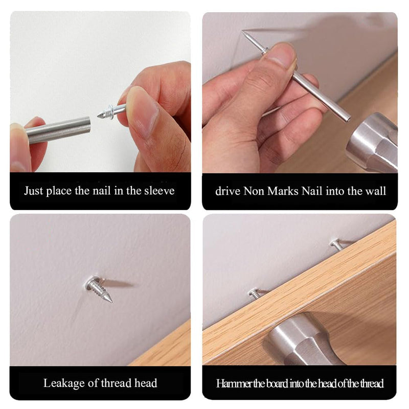 [Australia - AusPower] - Double-Head Skirting Thread Seamless Nail,500Pcs Invisible Screws Nail, Skirting Line Without Marks Nail Equipped with 5 Nail Specific Sleeve Tool (500) 500 