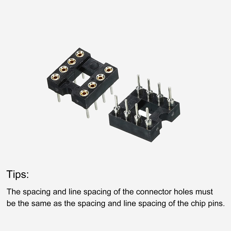 MECCANIXITY DIP IC Chip Socket Adapter Round Pin 8P 2.54mm Pitch IC Socket for PCB Board Chip, 6 Pack