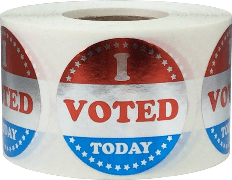 Metallic Silver I Voted Today Stickers, 1.5 Inch Round Adhesive, 500 Labels per Roll - Eye-Catching Voting Labels for Election Events and Polling Stations