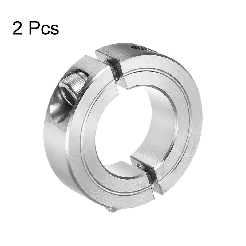 [Australia - AusPower] - uxcell 2pcs Double Split Clamp-On Shaft Collar for 1" Shaft, Two-Piece Clamping Collar, 1-3/4" OD, 1/2" Width, 304 Stainless Steel Axle Collar Clamp, Set Screw Style 
