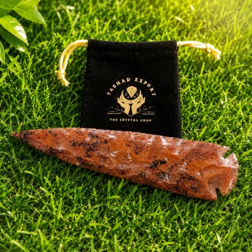 Hand-Carved Mahogany Obsidian Arrowhead, Select Size Obsidian Gemstone Spearhead Size - 3 Inch