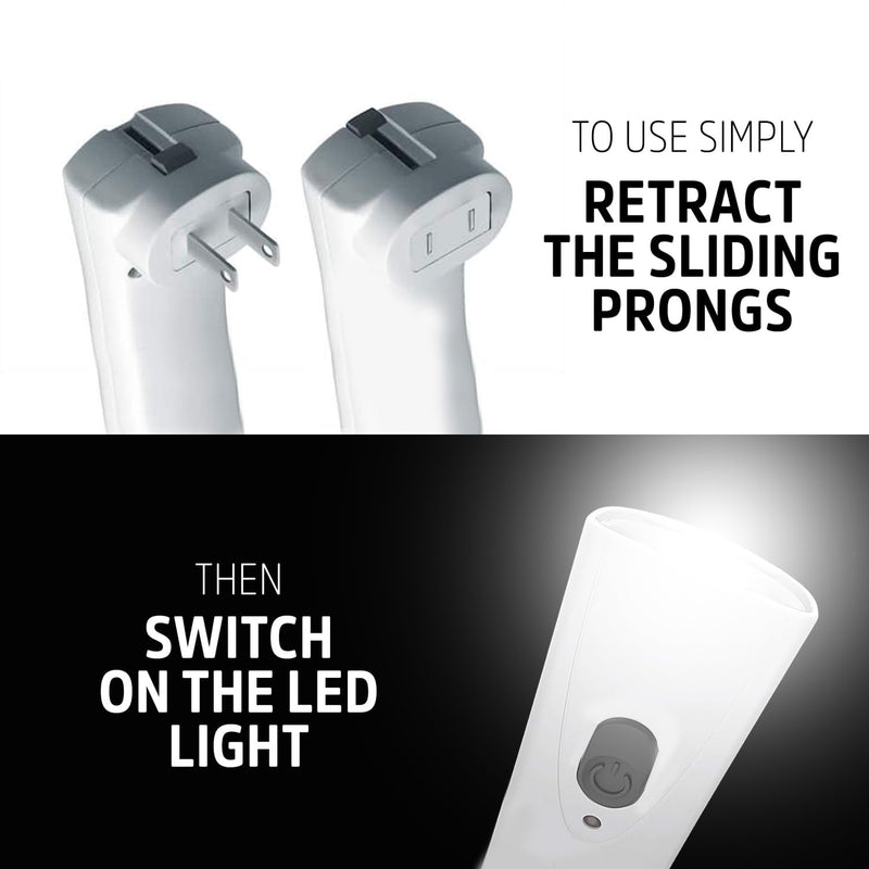Energizer Auto-On LED Flashlights Rechargeable (3-Pack) for Home Power Failure, Plug in LED Flashlight for Power Outage, Night Light, Hurricane Preparedness 3 Pack White