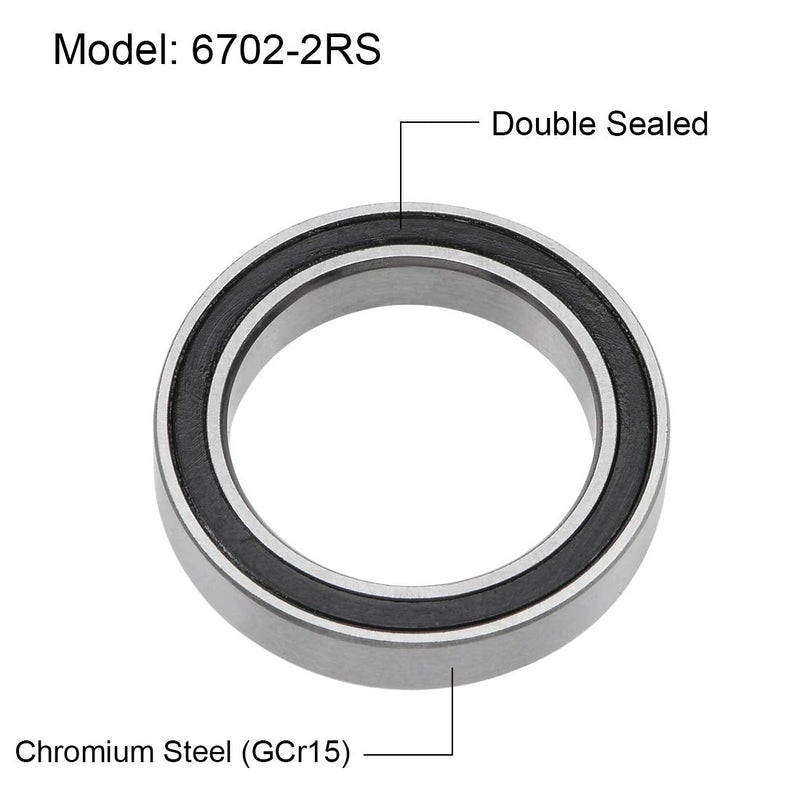 [Australia - AusPower] - uxcell 6702-2RS Deep Groove Ball Bearings Z2 15mm x 21mm x 4mm Double Sealed Chrome Steel 10pcs 15x21x4mm 
