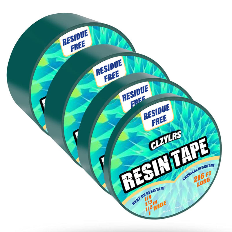 CLZYLRS 4 Rolls Resin Tape for Epoxy Resin Molding-Silicone Thermal Adhesive Tape-Easy Peeling (1inch & 3/4inch & 1/2inch & 1/4 inch) Green 108 FT Long (1inch & 3/4inch & 1/2inch & 1/4 inch)